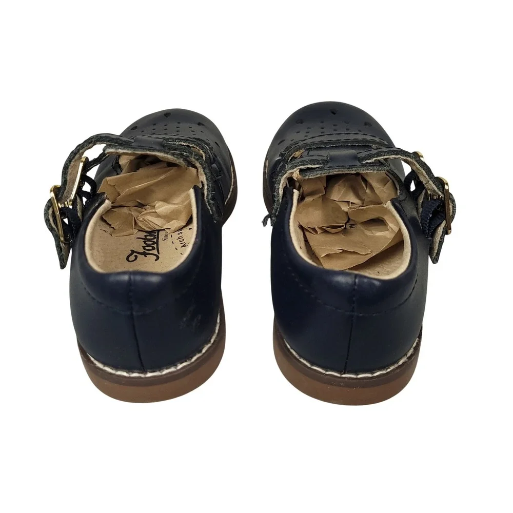 Footmates Danielle Mary Jane Shoes Toddler 7.5 Double Buckle Girls Navy Blue